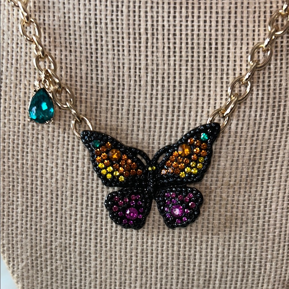 Betsey Johnson Gold Necklace Set with Colorful Butterflies - Picture 4 of 5